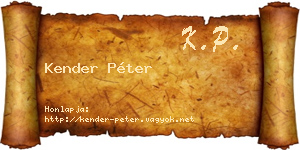 Kender Péter névjegykártya